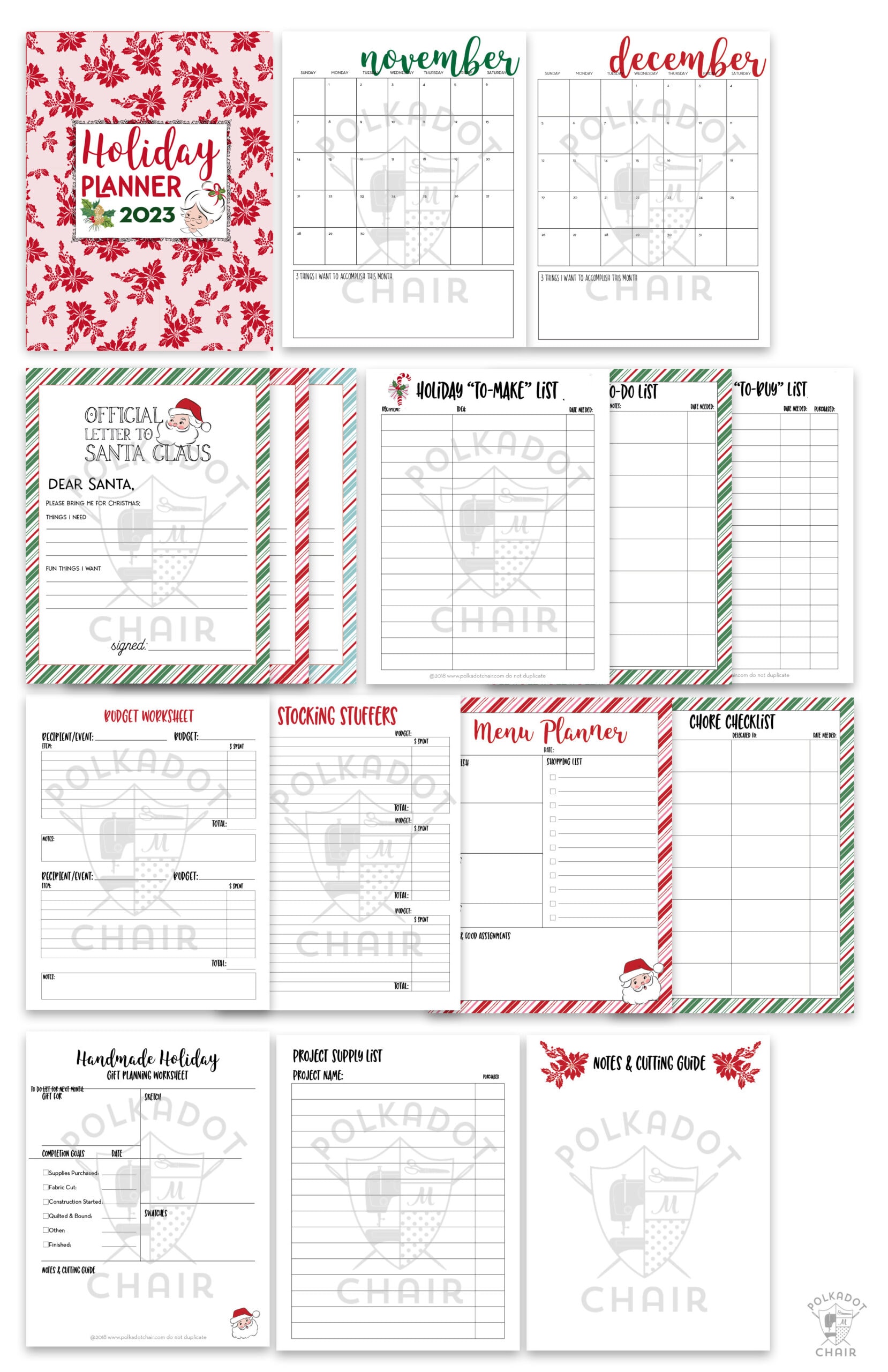 layout of pages in printable planner