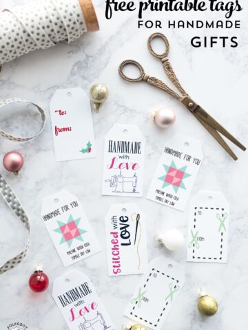 Free Printable Gift Tags for Handmade Gifts - gift tags for sewing gifts or knit gifts. #freeprintables #gifttags