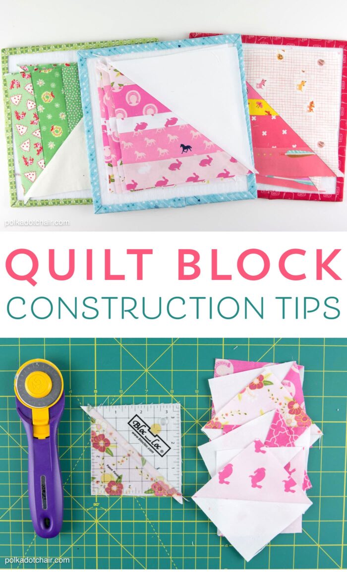 Tips and tricks to help you when you're constructing quilt blocks. Things like how to stay organized and how to trim HST blocks accurately.