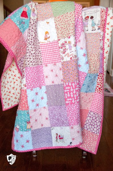 Simple Patchwork Quilt in pinks